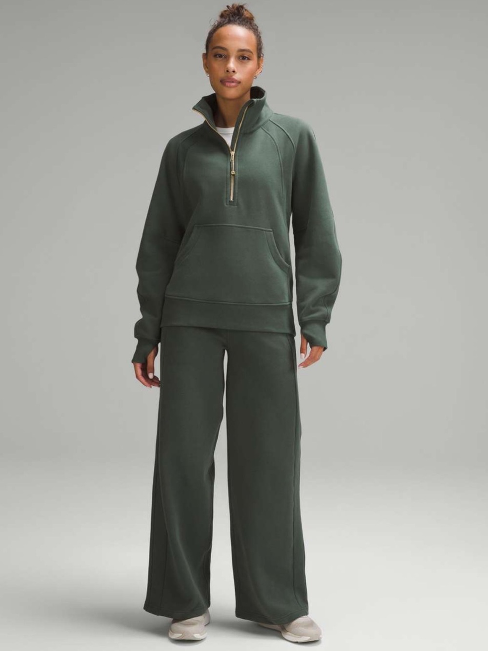 Lululemon Scuba Oversized Funnel-Neck 1/2 Zip Long Dark Forest Sweatshirt XL XXL